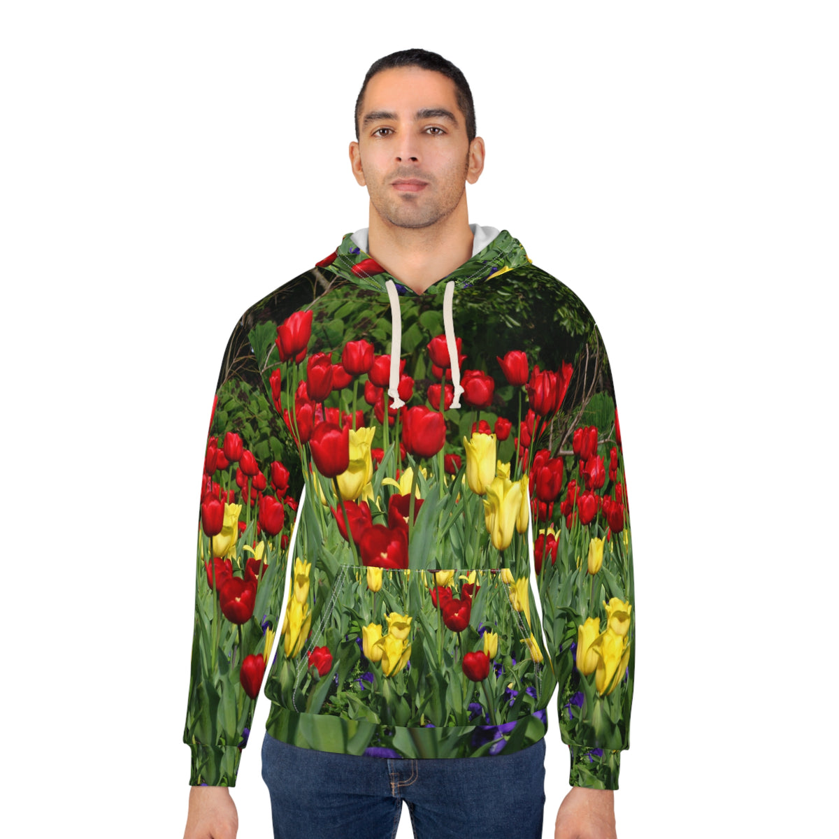 Vibrant Floral Hoodie - Unisex Tulip Design for Spring