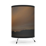 Lake Placid Ski Jumps Modern Tripod Lamp with Night Sky Print Shade