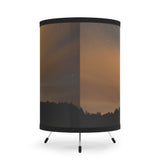 Lake Placid Ski Jumps Modern Tripod Lamp with Night Sky Print Shade