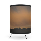 Lake Placid Ski Jumps Modern Tripod Lamp with Night Sky Print Shade