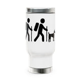 Adventure Hiking Dog with Parents Stainless Steel Travel Mug - 14oz Hiking Design