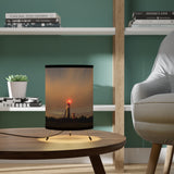 Lake Placid Ski Jumps Modern Tripod Lamp with Night Sky Print Shade