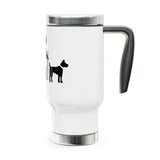 Adventure Hiking Dog with Parents Stainless Steel Travel Mug - 14oz Hiking Design