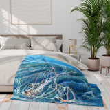 Cozy Arctic Fleece Blanket - Scenic Ski Map Design